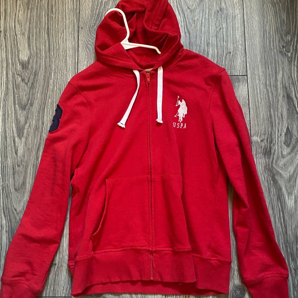 Red polo zip up